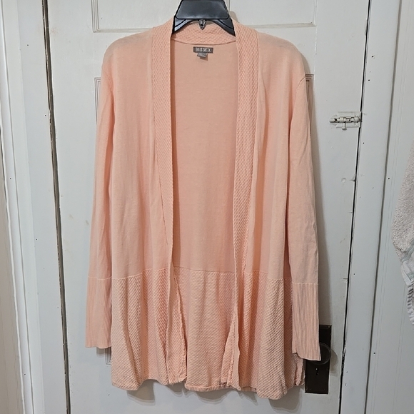 Falls Creek Sweaters - Falls CREEK WOMENS Peach Open-Front Cardigan Sweater SIDE SLITS 2X 3X GuC